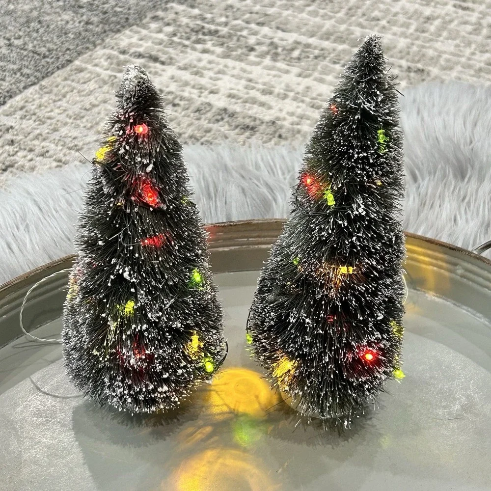 LEMAX‎ Colorful Lighted Evergreen Tree Set Of 2 Battery Operated